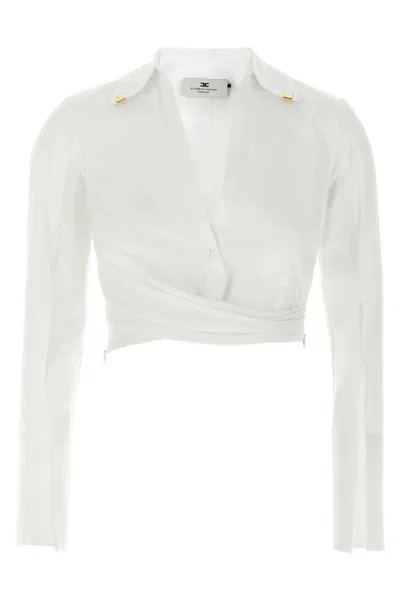 Elisabetta Franchi Cropped White Shirt With Deep V-neckline