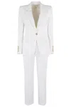 Elisabetta Franchi Cropped White Suit With Classic Blazer And Jewel Button In White