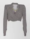 Elisabetta Franchi Cropped Wrap Front Shirt With Neckline Detail In Multi