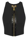 Elisabetta Franchi Cropped Zip-up Top In Black