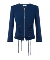 Elisabetta Franchi Cross-lace Crepe Jacket In Blue