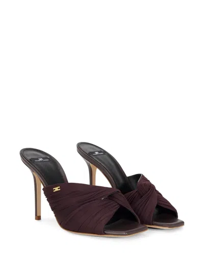 Elisabetta Franchi Crossed Draped Sandals In Brown