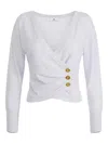 Elisabetta Franchi Crossover Button Sweater In Multi
