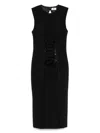 Elisabetta Franchi Crossover-lace Crepe Midi Dress In Black