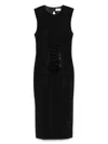 Elisabetta Franchi Crossover-lace Crepe Midi Dress In Black