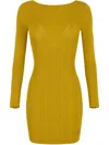 Elisabetta Franchi Crossover Lace-detail Mini Dress In Yellow