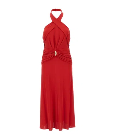 Elisabetta Franchi Crossover-neck Midi Dress