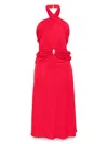 Elisabetta Franchi Crossover-neck Midi Dress In Red
