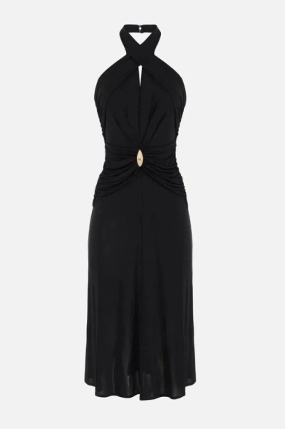 Elisabetta Franchi Crossover Neckline Dress In Black
