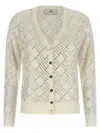 Elisabetta Franchi Crystal Cardigan Sweaters And Cardigans White In Multi