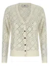Elisabetta Franchi Crystal Cardigan Sweaters And Cardigans White In Neutral