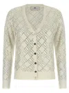 Elisabetta Franchi Crystal Cardigan Sweaters And Cardigans White In Neutral