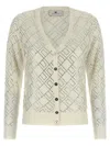 Elisabetta Franchi Crystal Cardigan Sweaters And Cardigans White In Neutral