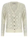 Elisabetta Franchi Crystal Cardigan Sweaters And Cardigans White In Neutral