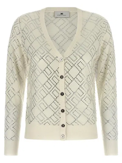 Elisabetta Franchi Crystal Cardigan Sweaters And Cardigans White In Neutral