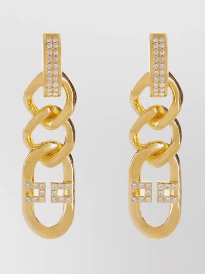 Elisabetta Franchi Crystal Chain Link Earrings Pendant Model