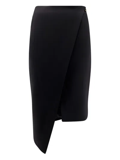 ELISABETTA FRANCHI CRYSTAL-EMBELLISHED ASYMMETRIC MIDI SKIRT