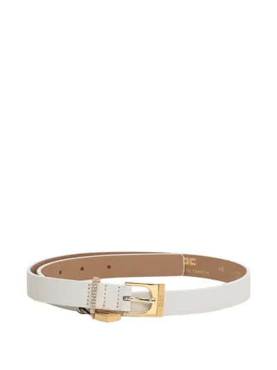 Elisabetta Franchi Crystal-embellished Buckle Belt In White