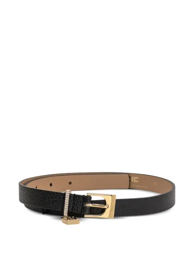 Elisabetta Franchi Crystal-embellished Buckle Belt In Black