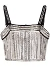 Elisabetta Franchi Crystal-embellished Cropped Tank Top In Silver