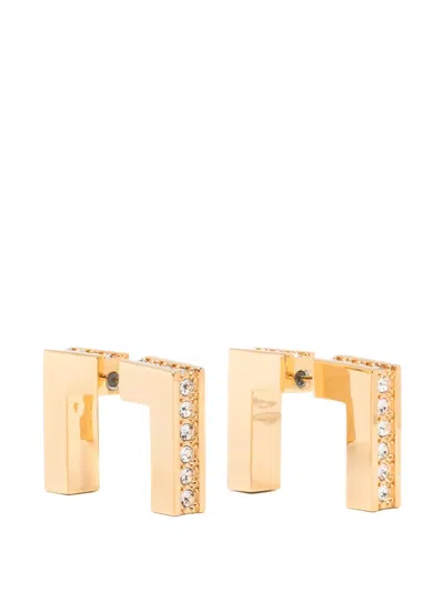 Elisabetta Franchi Crystal-embellished Earrings In Gold