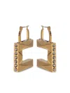 Elisabetta Franchi Geometric Hoop Earrings Textured Stones In Gold