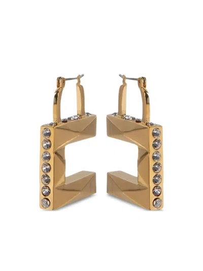 ELISABETTA FRANCHI CRYSTAL-EMBELLISHED GEOMETRIC EARRINGS