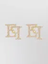 Elisabetta Franchi Crystal Embellished Gold Stud Earrings
