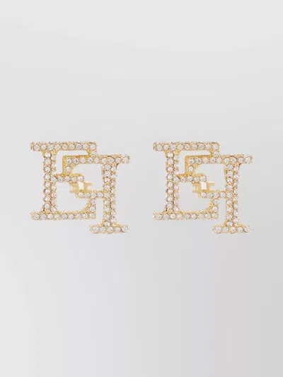 Elisabetta Franchi Crystal Embellished Gold Stud Earrings