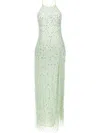 Elisabetta Franchi Embellished Halter Neckline Floor-length Dress In Green