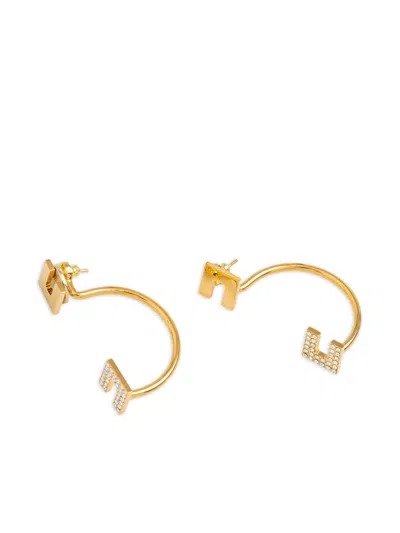 Elisabetta Franchi Crystal-embellished Jacket Earrings In Gold