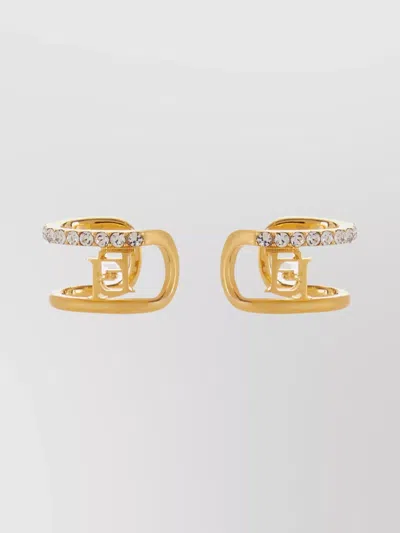 Elisabetta Franchi Crystal Embellished Lobe Model Earrings