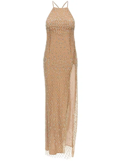 Elisabetta Franchi Crystal-embellished Maxi Dress In Pink