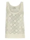Elisabetta Franchi Crystal-embellished Merino Tank Top In White