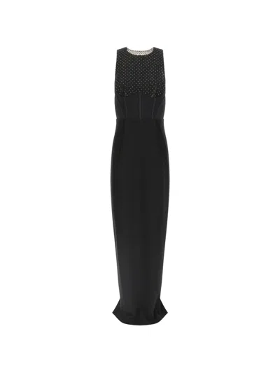 Elisabetta Franchi Crystal-embellished Open-back Maxi Dress In Blue