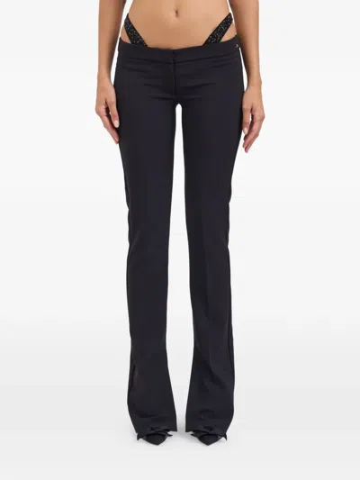 Elisabetta Franchi Crystal Flared Trousers In Black