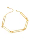Elisabetta Franchi Crystal-logo Rectangle-link Necklace In Gold