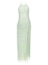 Elisabetta Franchi Embellished Halter Neckline Floor-length Dress In Green