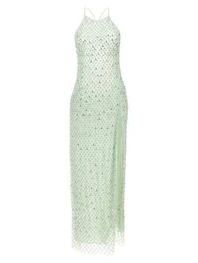 Elisabetta Franchi Embellished Halter Neckline Floor-length Dress In Green