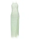 Elisabetta Franchi Embellished Halter Neckline Floor-length Dress In Green