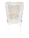 Elisabetta Franchi Crystal Snake Organza Top In White