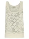 Elisabetta Franchi Crystal-embellished Merino Tank Top In Neutral