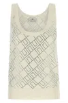 Elisabetta Franchi Crystal-embellished Merino Tank Top In Gray