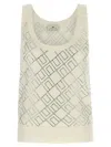 Elisabetta Franchi Crystal-embellished Merino Tank Top In Neutral