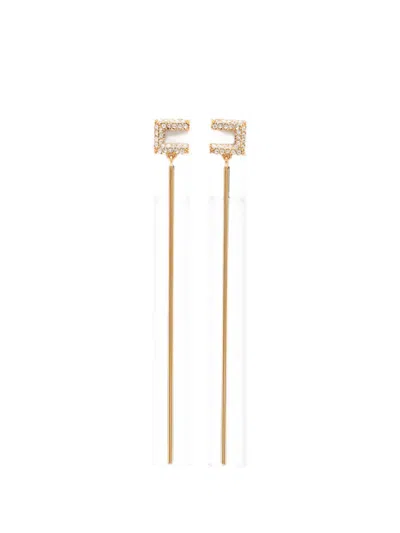 Elisabetta Franchi Crystal-embellished Drop Earrings In Gold