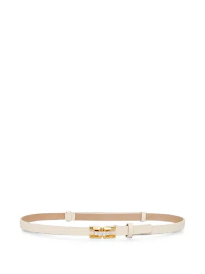 Elisabetta Franchi Crystal-embellished Logo-buckle Belt In Neutral