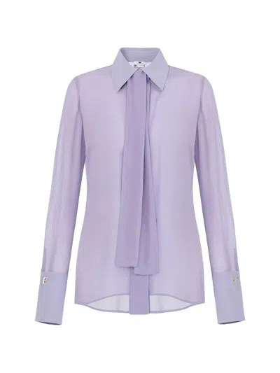 Elisabetta Franchi Cufflink Blouse In Purple