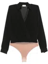 Elisabetta Franchi Cufflink-detail Georgette Bodysuit In Black
