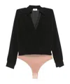 Elisabetta Franchi Cufflink-detail Georgette Bodysuit In Black