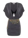 Elisabetta Franchi Cupro Jersey Dress With Bralette In Dark Grey